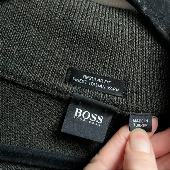 Hugo Boss Men's Olive Green Wool Zip up Sweater Sz M - Picture 5 of 10